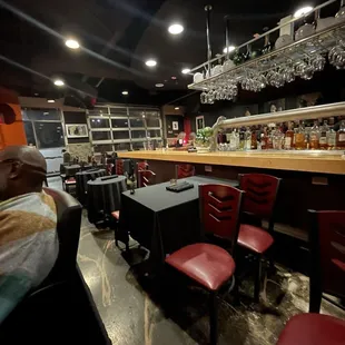 Empty... no other people. Probably because of the fees... or the terrible food... or the terrible cocktails...