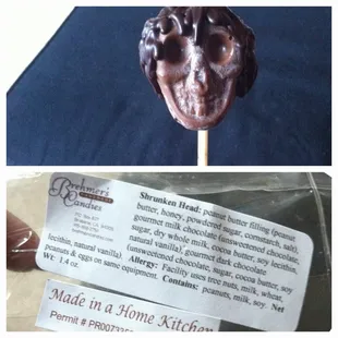 Shrunken peanut butter chocolate lollipop