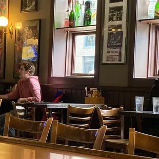 a woman sitting at a table