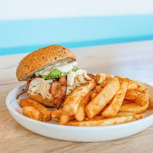 Chicken Club served with fries