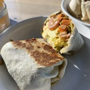 Plant-based burrito with plant-based sausage