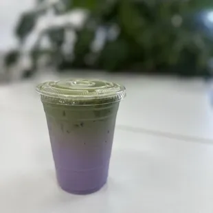 Ube matcha latte