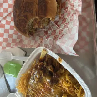 Berry&apos;s special and chili cheese fries.