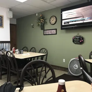 a television in a restaurant