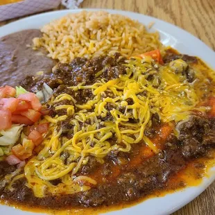 Chile Con Carne Enchiladas