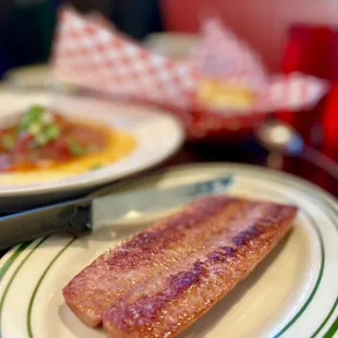 two plates of food on a table