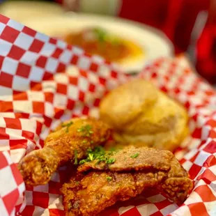 a basket of fried chicken