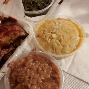 Greens,  Mac n Cheese,  and a Cobbler (free for 1st time order)