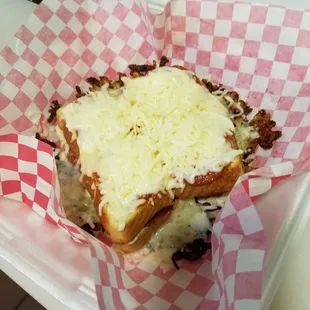 a sandwich in a basket