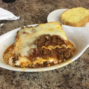 Thursday's lasagna special and garlic bread