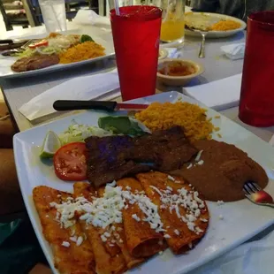 Mini quesadillas and fajita steak