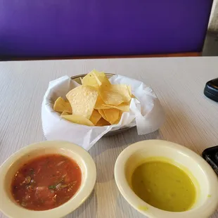 Complimentary chips with dips