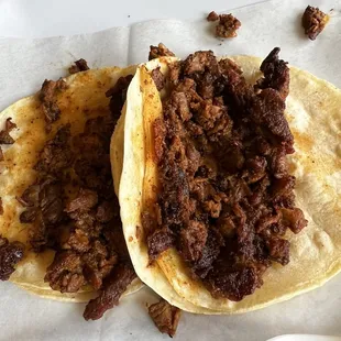 Burnt carne asada tacos