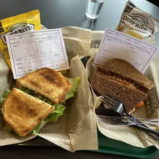 Tuna Melt on Sourdough and Tuna Salad on Pumpernickel.