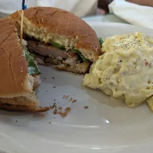 Grilled chicken sandwich w/ potato salad