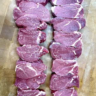 a cut of beef on a cutting board