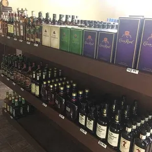 shelves of liquor