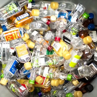 a bucket full of bottles