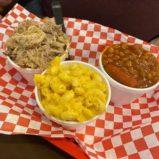 Applewood Smoked Pulled Pork, Mac &amp; Cheese, Baked Beans