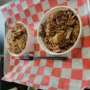 Pulled pork and brisket