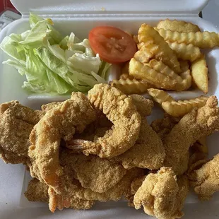 2 piece catfish and 6 shrimp