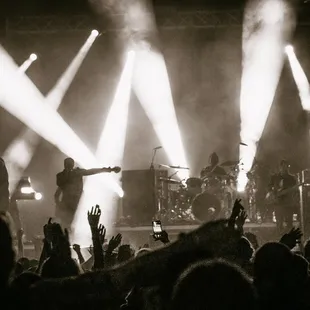 a band performing on stage