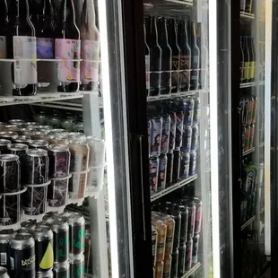 a refrigerator full of sodas
