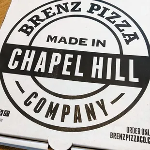 14-inch Brenz Pizza Company Chapel Hill pizza box.