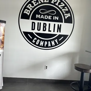 a logo on the wall