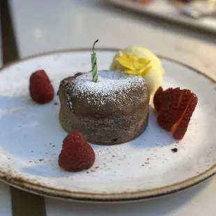 Chocolate Lava Cake with fresh berries and gelato