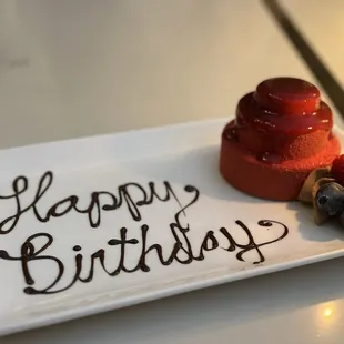 Complimentary Chocolate Mousse with Raspberries