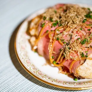Shaved Beef: Fermented Black Bean | Crispy Tendon | Egg | Malt Vinegar