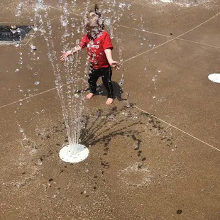 Her first spray ground experience.