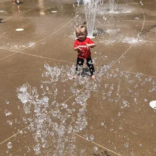 Her first spray ground experience.