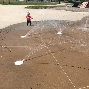 Her first spray ground experience.