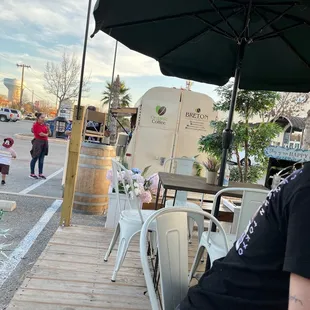 Sitting area and truck