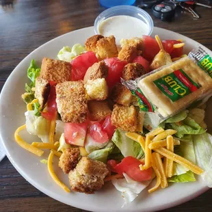 Huge Side salad that accompanies the fish dinner
