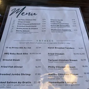 menu