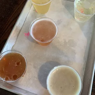 Flight of some beers, definitely liked the IPAs best