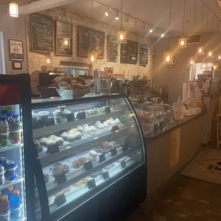 Counter service with some of the baked goods.