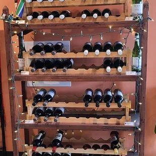 a display of wine bottles