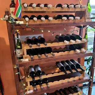 a display of wine bottles