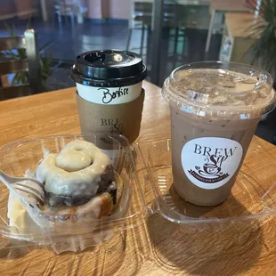 Toasted S'mores (iced), Bonfire Coffee Drink, Cinnamon Roll
