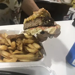 Cheeseburger and fries