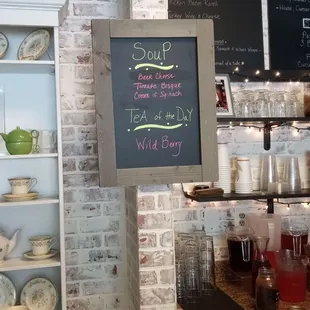 a menu on a chalkboard