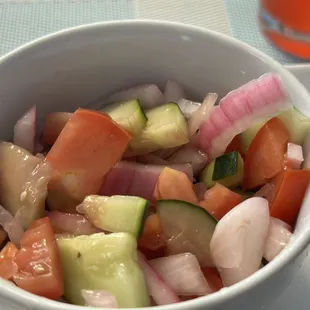 Cucumber Tomato and onion side salad