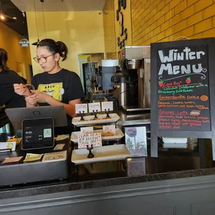 winter menu and counter area