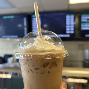 Their seasonal/speciality pumpkin spice latte with real pumpkin in it.