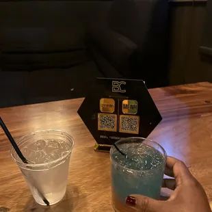QR Code, water, a cocktail