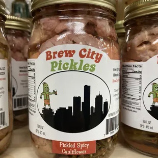 jars of pickles on a shelf